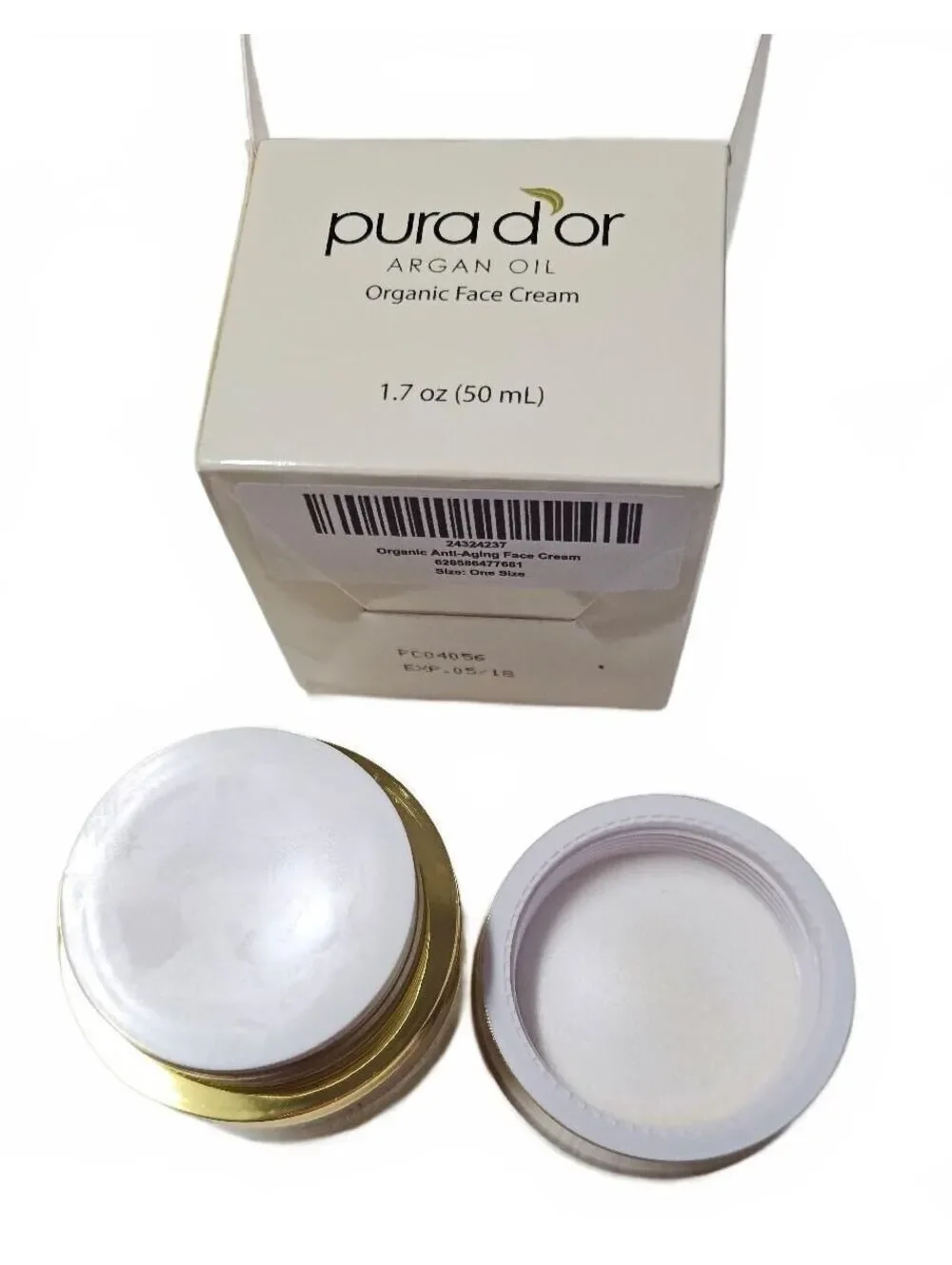 Pura d'or Argan Oil Organic Face Cream 1.7 oz (50 mL) - Never Used Exp.